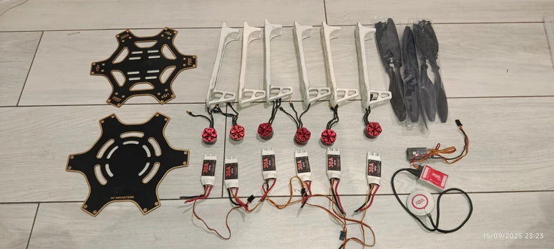 DJI F550 drone frame kit with motors, propellers and wiring