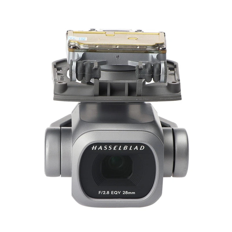 Gray gimbal camera module with HASSLEBLAD lens and EQV 28mm label
