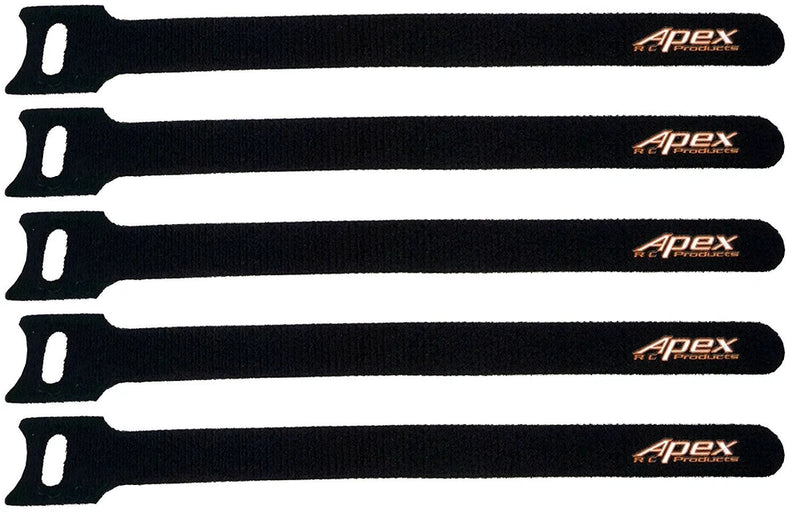 Black hook-and-loop battery straps, 5-pack, with Apex branding