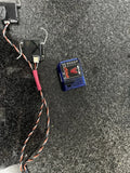 RC helicopter flybarless gyro with blue sensor module and wiring harness