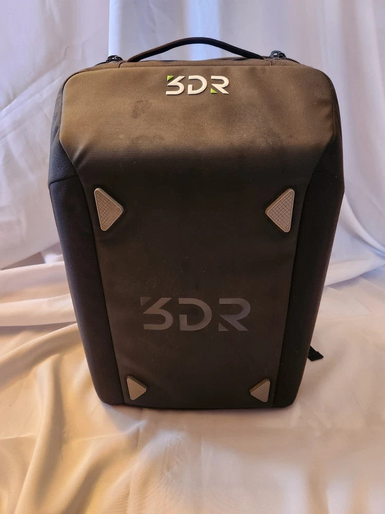 3DR smart drone backpack with front logo, top handle, dark fabric