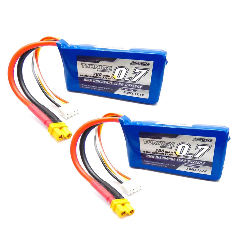 2pcs Turnigy 700mAh 3S LiPo Battery Pack 11.1V 60C (XT30 Connector)