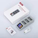 3-slot battery charger hub with built-in display screen and charging bays