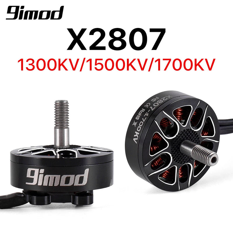 Black brushless RC motor with 4mm shaft and circular mounting plate