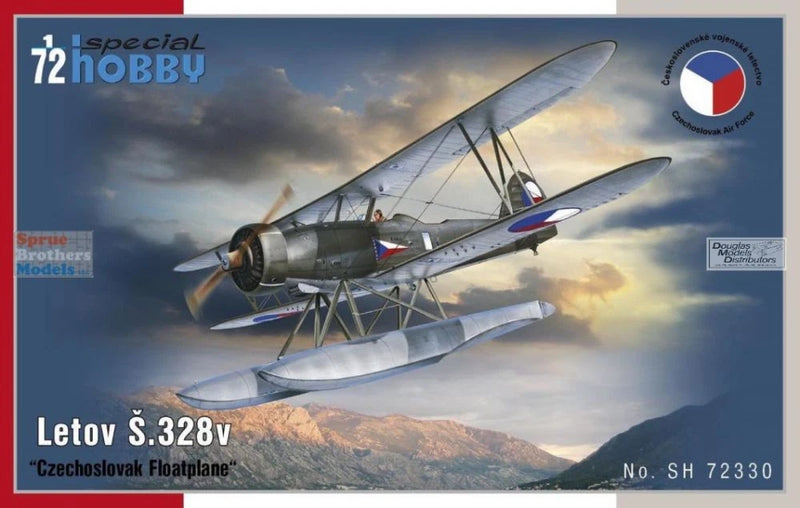 1:72 Letov S.328v floatplane model kit with gray biplane on box art