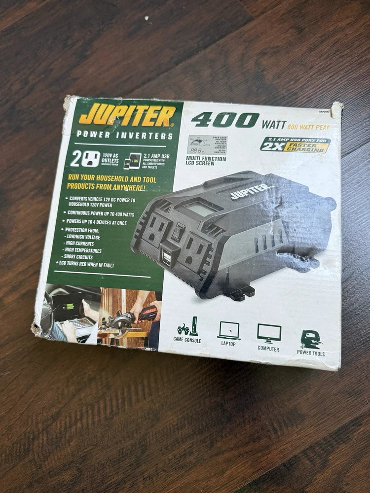 Jupiter 400W Power Inverter 12V DC to 120V AC Car Inverter Tested Working