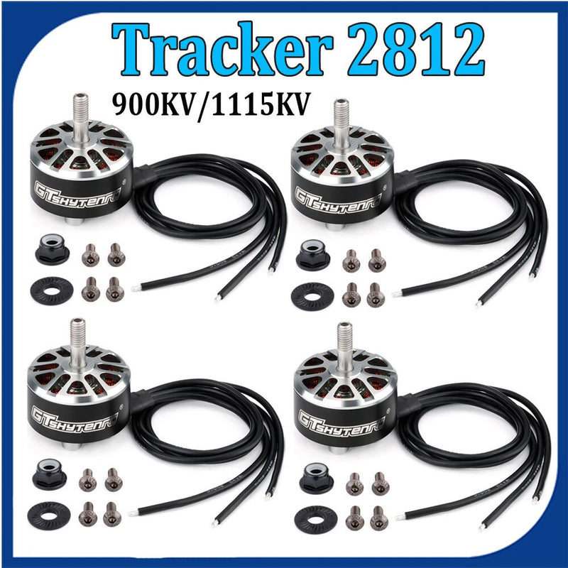 Tracker 2812 brushless motor set with four motors, wire leads, and mounting hardware