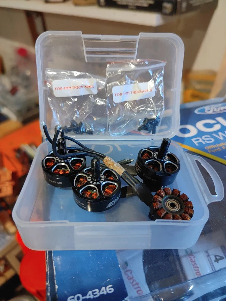 Silver brushless outrunner motor and connectors with gear parts in plastic case