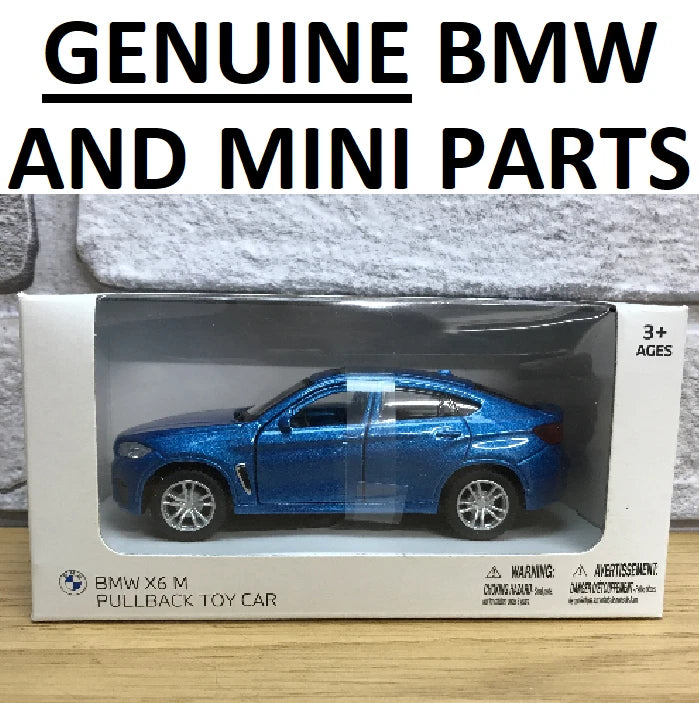 Boxed BMW X6 M pull-back 1:41 model car, blue, window display