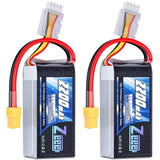 High-Performance 3S Lipo Battery 2200mAh 11.1V with XT60 Connector - 2 Pack