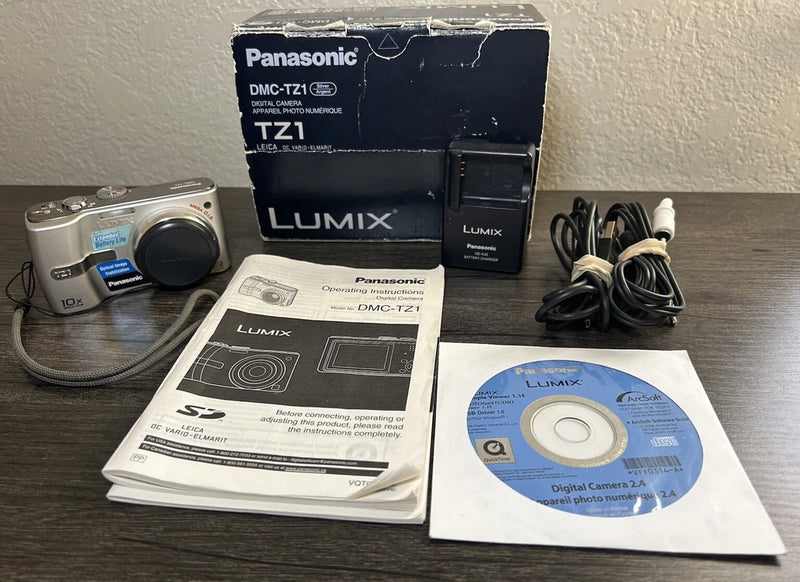 *TESTED* Panasonic LUMIX DMC-TZ1 5.0MP Digital Camera Silver w/ Box - No Battery