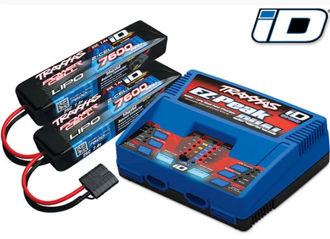 Fits TRAXXAS BATTERY PACKs DUAL ez-peak CHARGER COMBO TRA2972 2x 7600MAH LIPO Battery