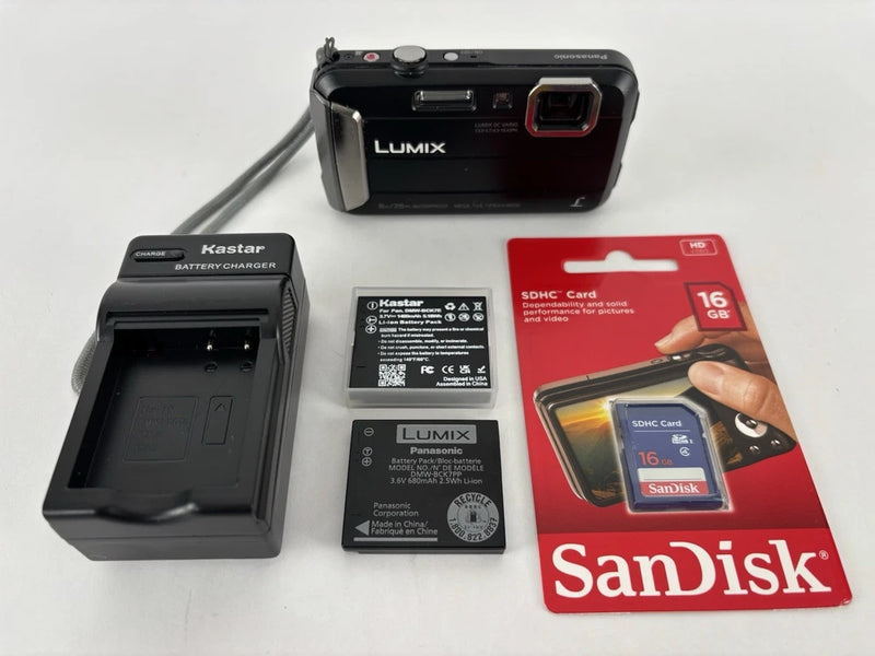 Panasonic Lumix DMC-TS30 16.1MP Black Water Proof Digital Camera w/Accessories
