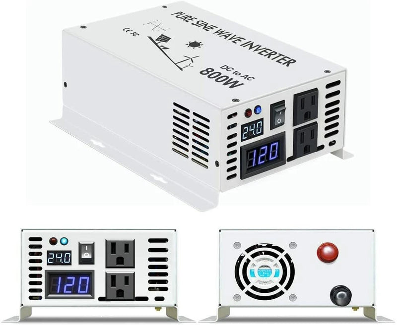 800W Pure Sine Wave  Power Inverter 24V To 120V Solar System Off-Grid Truck/Home