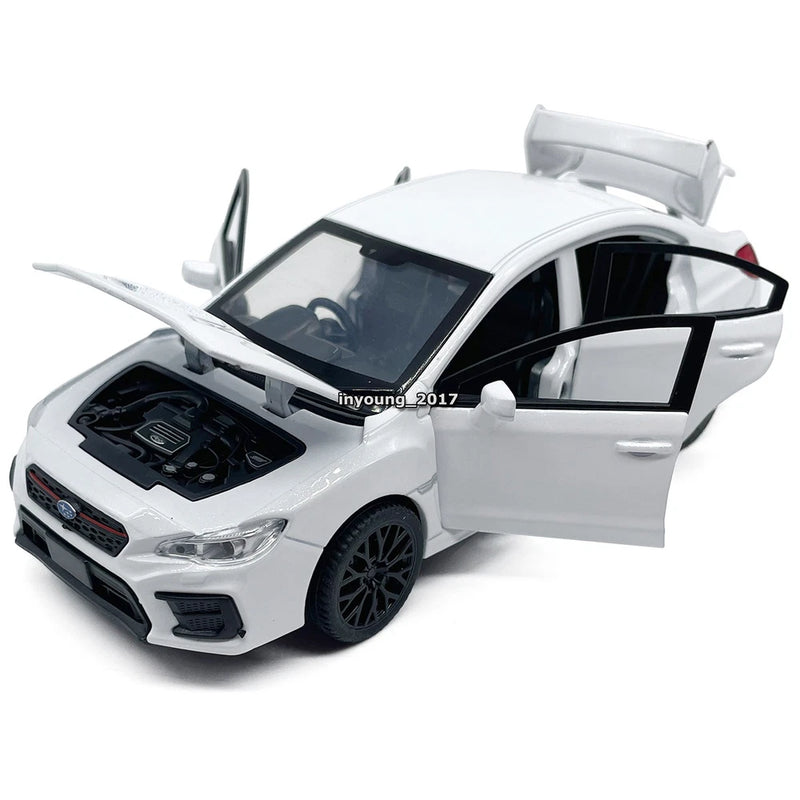 1:30 Subaru WRX STI Model Toy Car Diecast Toy Vehicle Doors Open Pull Back White