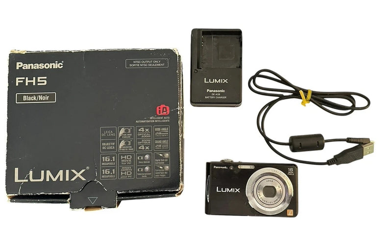 Panasonic LUMIX DMC-FH5 16.1MP Digital Camera Black with Accessories Box