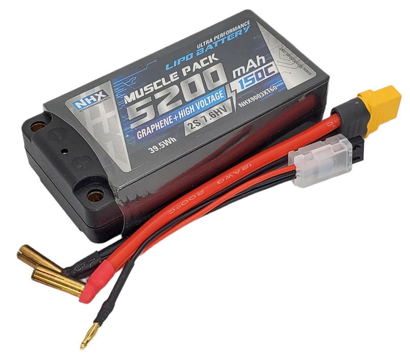 NHX 2S 7.6V 5200mAh 150C Graphene Shorty LiPo-HV Battery XT60 Battery