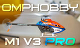 OMPHOBBY RC 3D helicopter with orange and blue canopy and black body