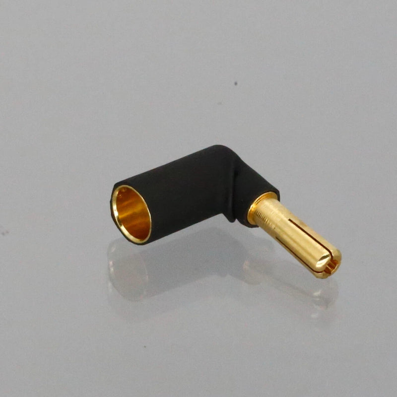 90-degree bullet adapter, black housing, 6.5mm female to 4mm male gold tips