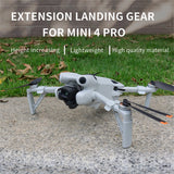 Extended landing gear for DJI Mini 4 Pro drone with tripod-style legs