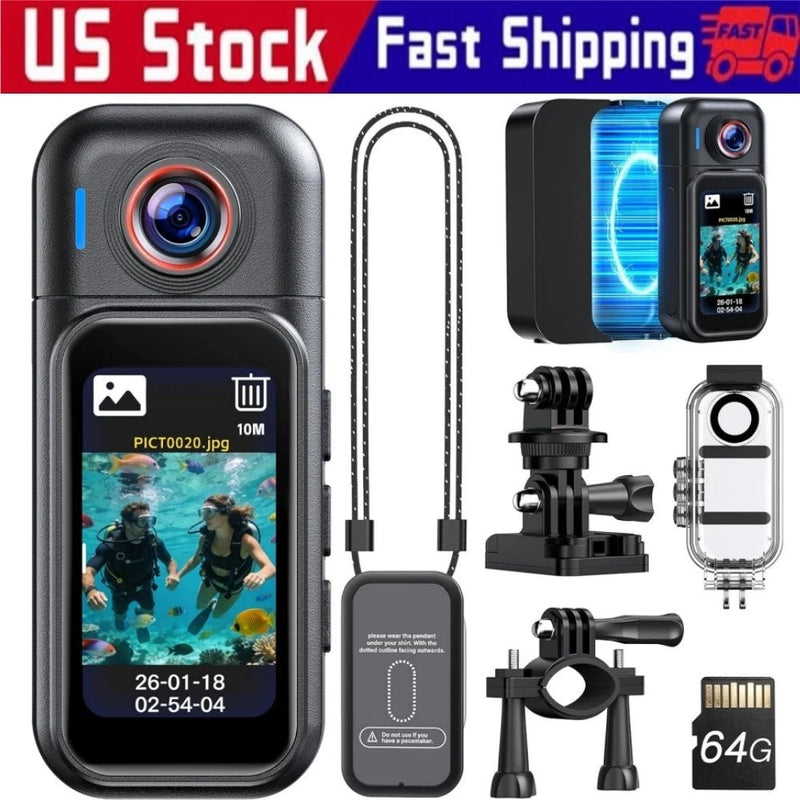 Thumb Size Mini Body Camera, 64GB Hands Free Wearable Action Cam Sports