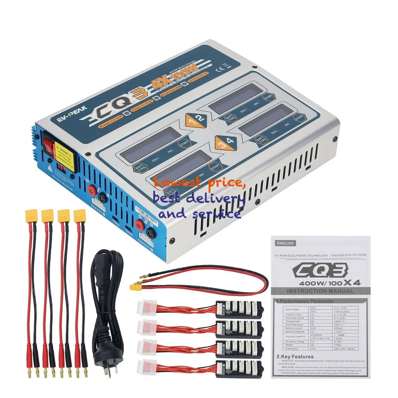 EV-PEAK CQ3 100W 10A 1-6S Battery Balance Charger f/ LiPo LiFe NiMH NiCd Battery Battery