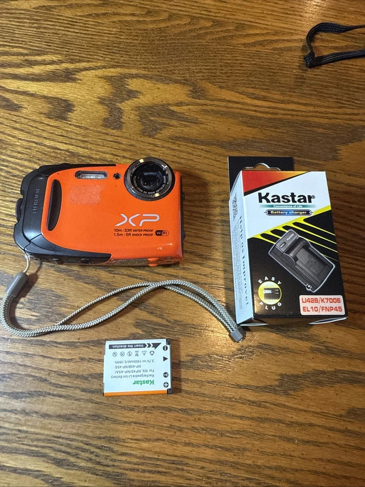 Fujifilm FinePix XP70 16.4MP Orange Compact Waterproof Camera + battery