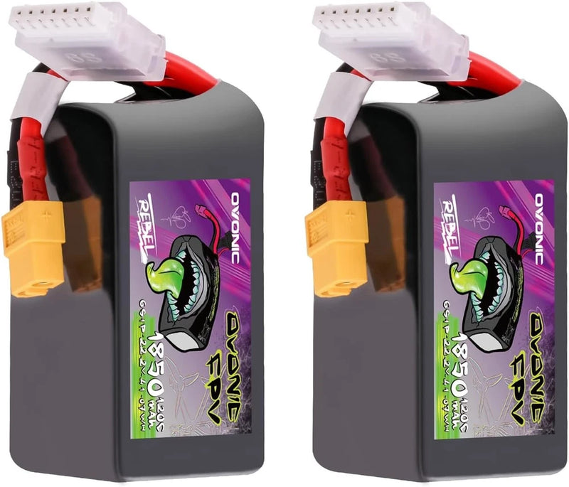 OVONIC 2x 6S 1850mAh 120C Lipo Battery XT60 RC Airplane