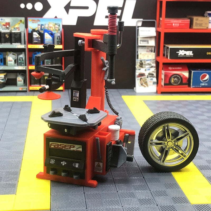 Diorama 1/18 Car Garage Tyre Changer Model Workshop Repair Scene Accessory Props