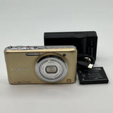 Panasonic Lumix DMC-FX77 Compact Camera Gold w/ Charger Leica lens Tested