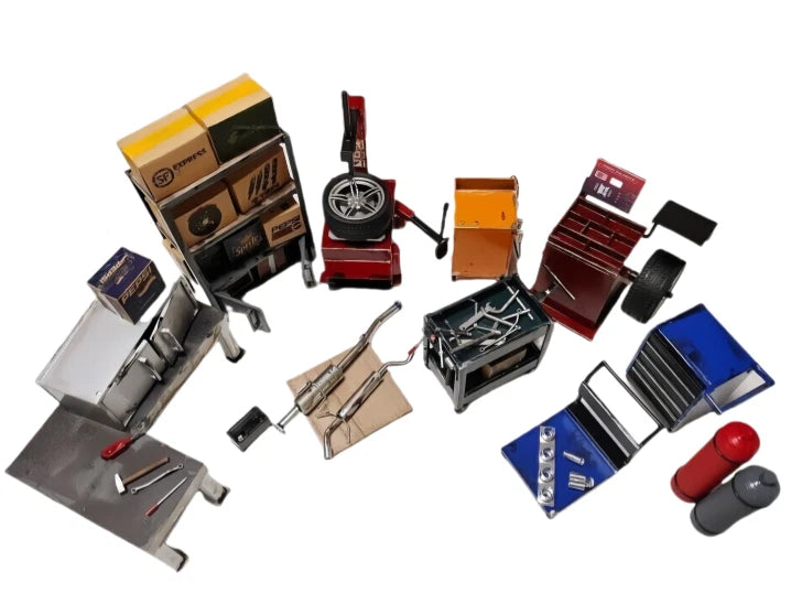 Diorama 1/18 Workshop Scene Repair Tool Model Garage Car Model Maintenance Props Battery