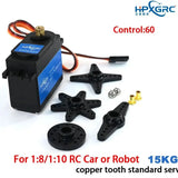 HPXGRC 15kg High Torque Copper Gear Servo -0.13s Speed 4.8V-7.4V for 1/8 1/10 RC