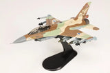 Hobby Master 1/72 F-16D Barak model airplane on black display stand, camo tan/green