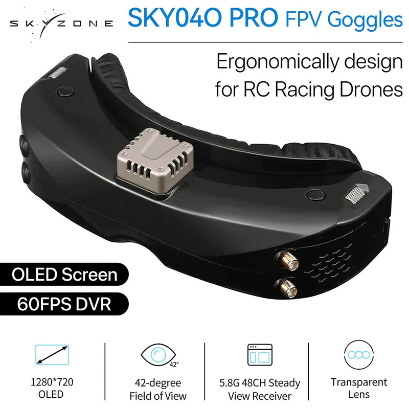 SKYZONE SKY04O PRO FPV Googles 5.8G 48CH SteadyView Receiver for RC Racing Drone