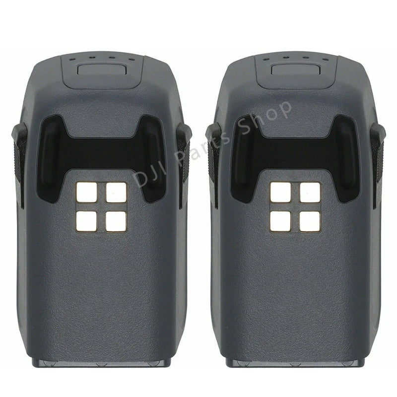 Two DJI Spark intelligent flight batteries, 11.4V 1480mAh, dark gray with white contacts