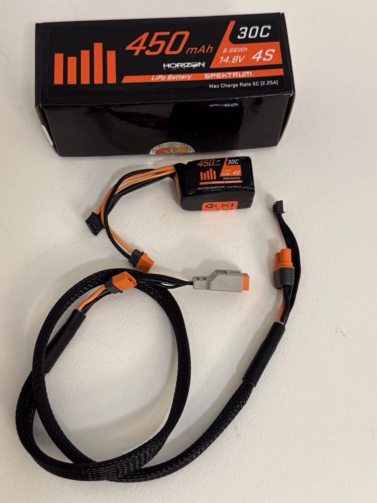 Spektrum 450mAh 4S 14.8V LiPo Battery & IC2 SPMX-1010 Charge Lead COMBO?? Battery