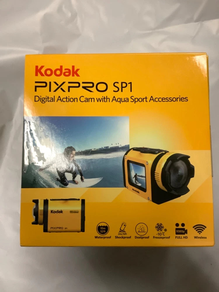 Kodak PIXPRO SP1 Yellow Digital Action Cam Bundle With Accessories- NEW