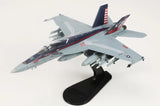 F/A-18E Super Hornet airplane model with light gray body and red-striped tail