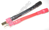 Battery ESC adapter connector with red/black insulated leads and exposed plug prongs