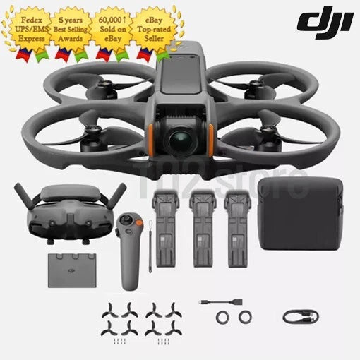 DJI Avata 2 Fly More combo drone kit with controller, batteries, propellers, and case