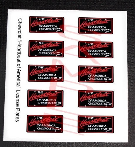 CHEVROLET HEARTBEAT miniature LICENSE PLATES for 1/25 scale MODEL CARS¡ªPLS READ