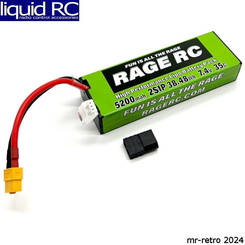 Rage RC LP52002S35T 5200mAh 2S 7.4V 35C Hard Case LiPo Battery with XT60 Connect Battery