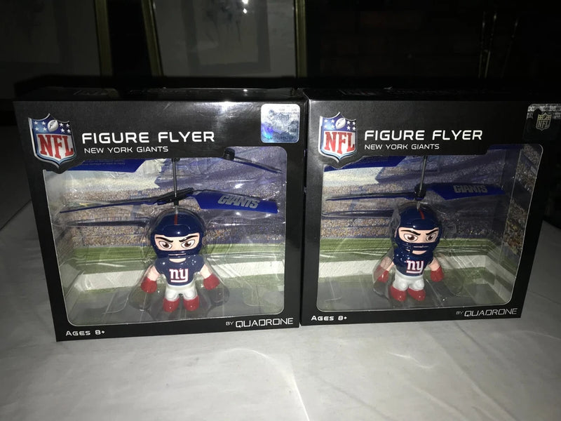 2 QUADRONE NFL Player FIGURE FLYER Toy DRONE Hand Sensor NEW YORK GIANT Team NIB