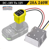 Voltage Regulator 20A 240W Step Down DC 18V to 12V Converter For RYOBI Battery