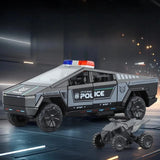 Simulation 1:32 Cybertruck Police Car Diecast Model Toy With Light Sound Gift