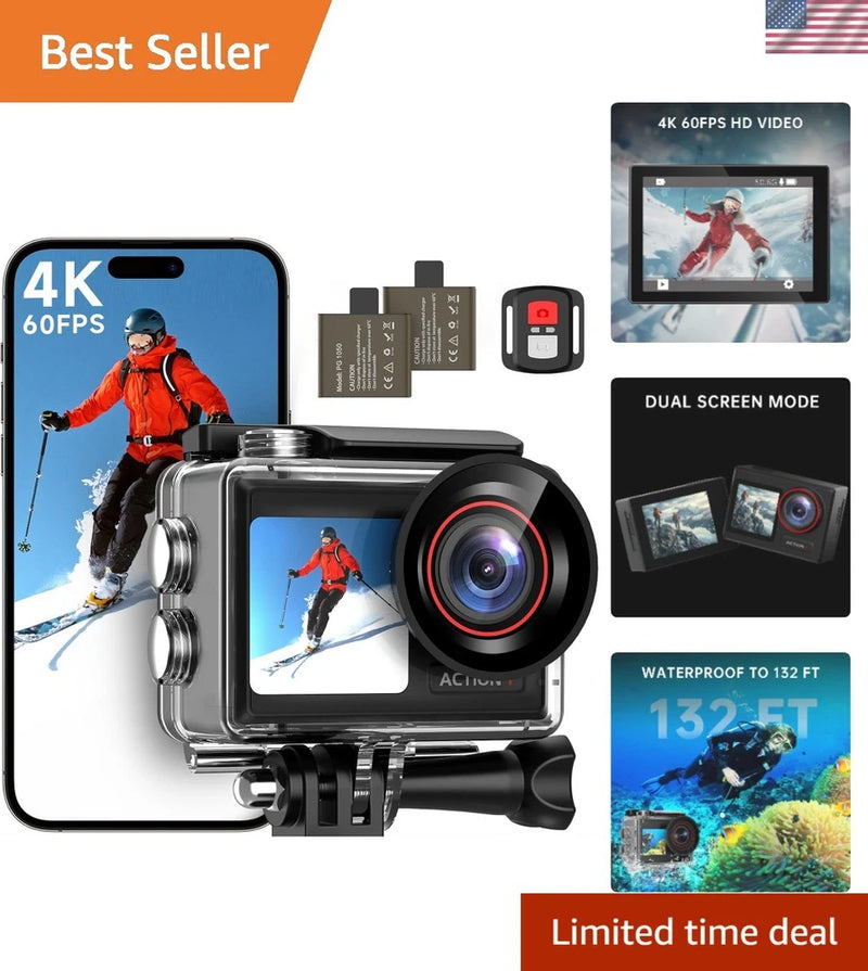 30MP 4K Action Camera - Dual Screens & WiFi Remote for Thrilling Adventures