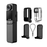 SJCAM mini 4K sports action camera in black with waterproof case accessories