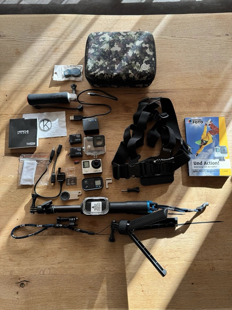 GoPro action camera bundle with carrying case, mounts, and accessories