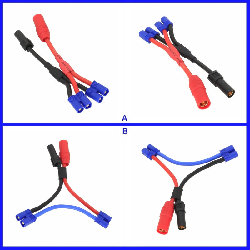 AS150 XT150 1 Female to 2 Male EC3 Series Parallel Harness Wire DJI Lipo Battery