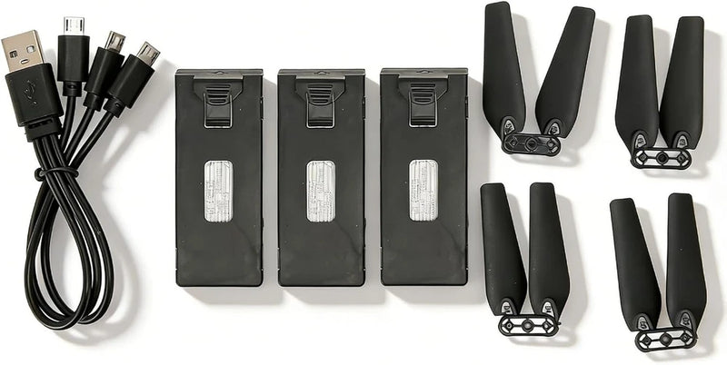 Drone Battery 3PCS 3.7V 1800mAh with 4Pcs Propeller Blades Mini Propellers Battery